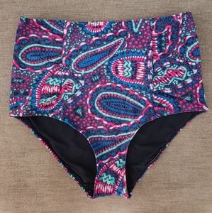 Aerie Swim Blue Paisley High waisted Bottoms size Small